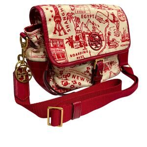Rare Tory Burch Perry Nylon Printed Crossbody red Limited edition travels